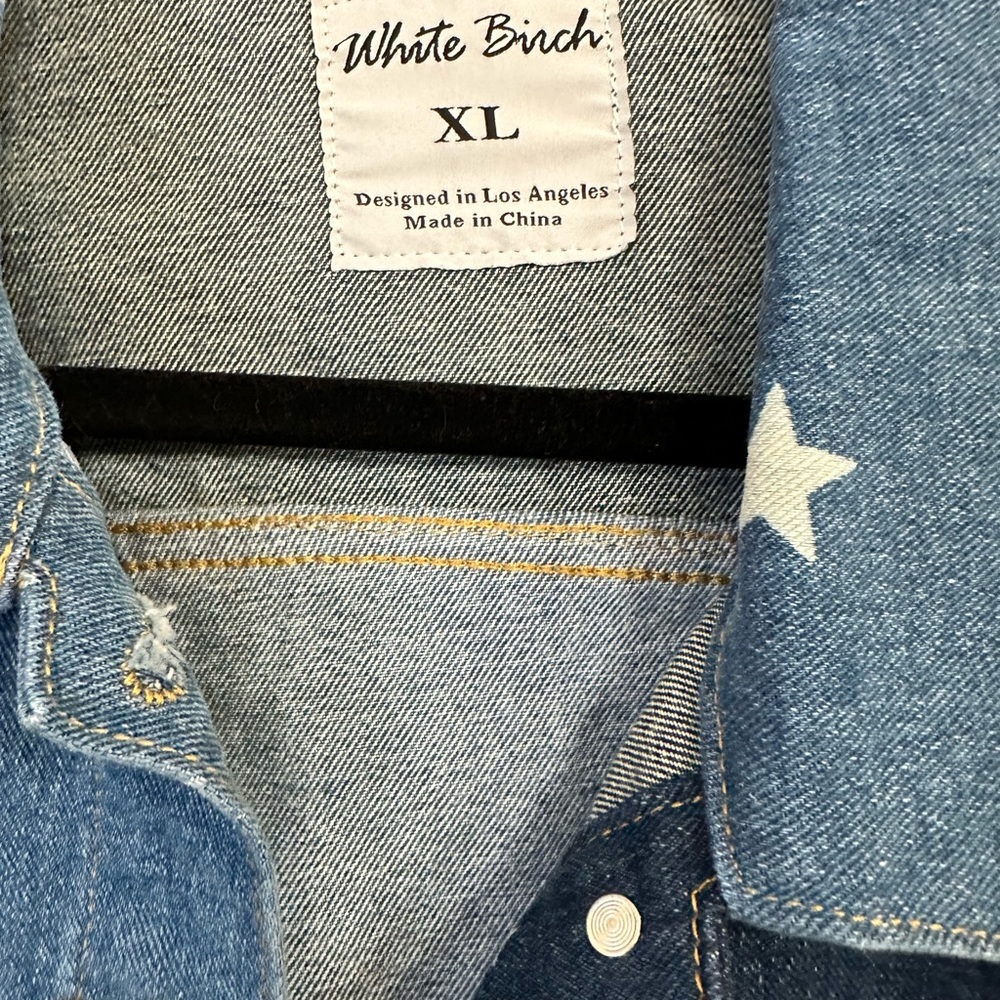White Birch XL new denim jacket with stars